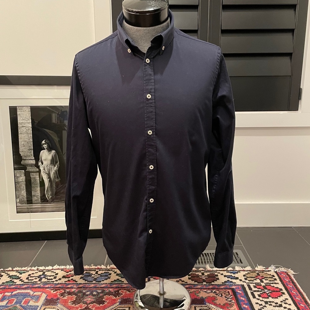 ZARA Men Navy Dress Shirt (L)